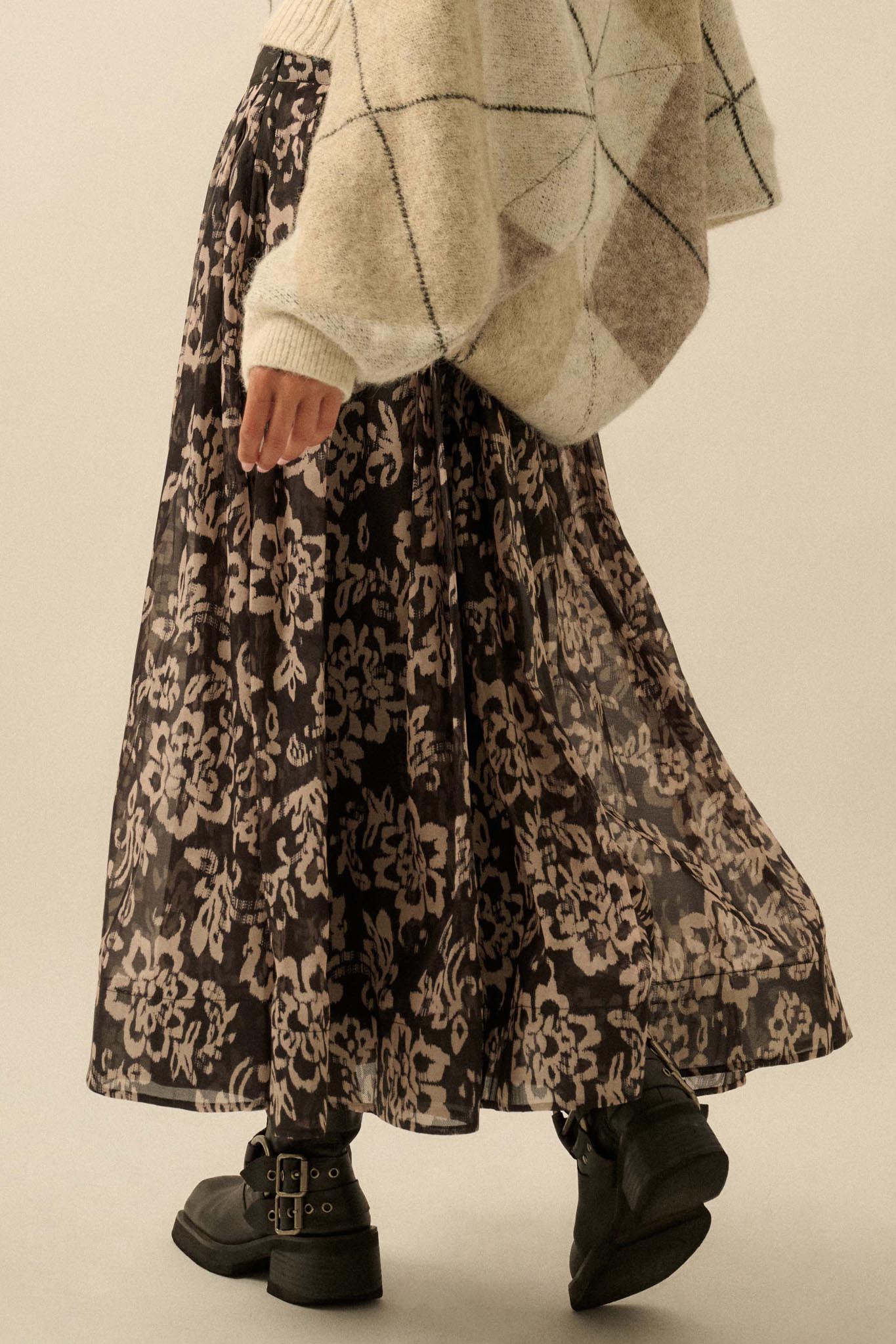 Blooming Grace Floral Organza Circle Midi Skirt - ShopPromesa