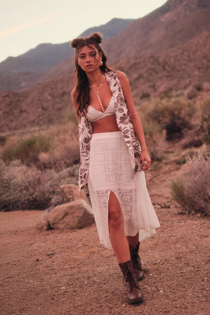 Free Your Soul Floral Lace Handkerchief Midi Skirt - ShopPromesa