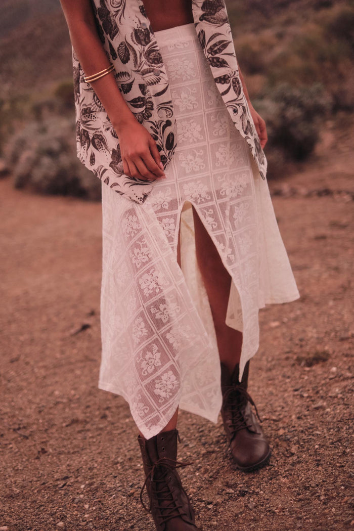 Free Your Soul Floral Lace Handkerchief Midi Skirt - ShopPromesa