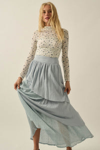 Flow Free Tiered Cotton Gauze and Lace Maxi Skirt - ShopPromesa