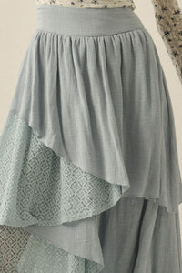 Flow Free Tiered Cotton Gauze and Lace Maxi Skirt - ShopPromesa