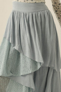 Flow Free Tiered Cotton Gauze and Lace Maxi Skirt - ShopPromesa