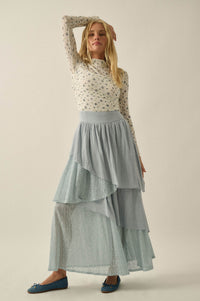Flow Free Tiered Cotton Gauze and Lace Maxi Skirt - ShopPromesa