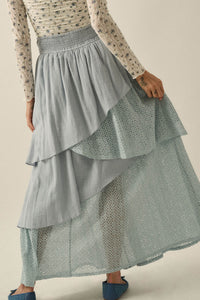 Flow Free Tiered Cotton Gauze and Lace Maxi Skirt - ShopPromesa