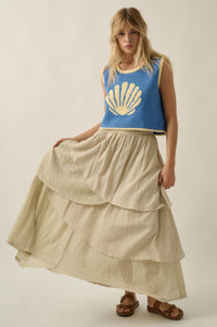 Flow Free Tiered Cotton Gauze and Lace Maxi Skirt - ShopPromesa