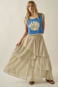 Flow Free Tiered Cotton Gauze and Lace Maxi Skirt - ShopPromesa