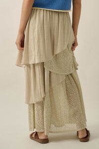 Flow Free Tiered Cotton Gauze and Lace Maxi Skirt - ShopPromesa