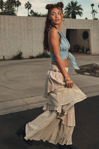 Flow Free Tiered Cotton Gauze and Lace Maxi Skirt - ShopPromesa