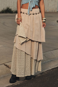 Flow Free Tiered Cotton Gauze and Lace Maxi Skirt - ShopPromesa