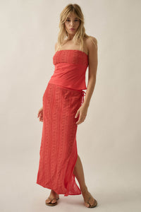 Living Easy Cotton Gauze and Lace Wrap Maxi Skirt - ShopPromesa