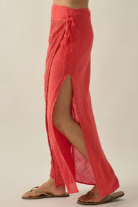 Living Easy Cotton Gauze and Lace Wrap Maxi Skirt - ShopPromesa