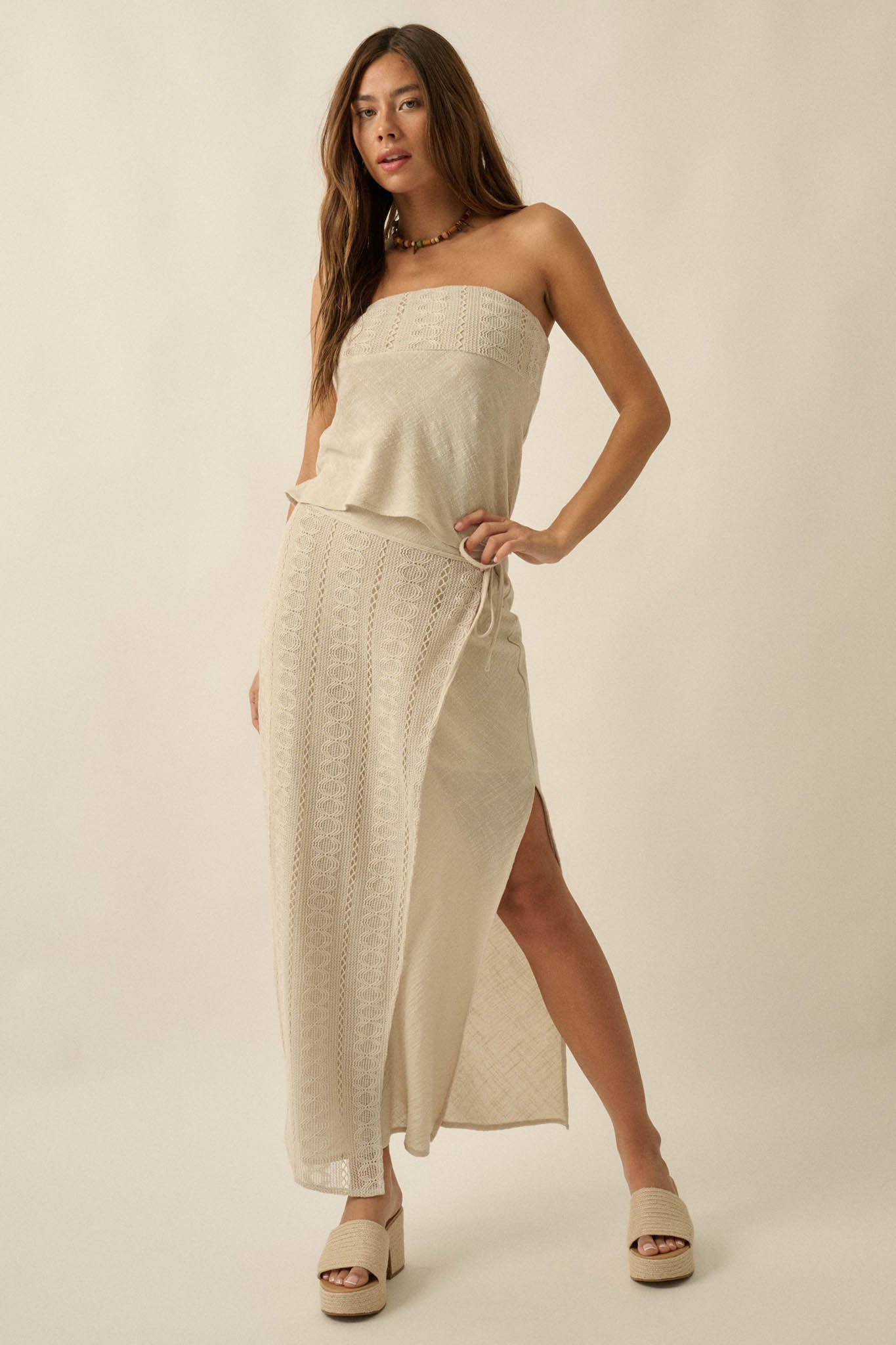Living Easy Cotton Gauze and Lace Wrap Maxi Skirt - ShopPromesa