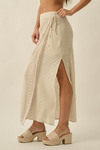 Living Easy Cotton Gauze and Lace Wrap Maxi Skirt - ShopPromesa