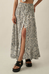 Beautifully Lost Abstract-Print Button-Up Maxi Skirt - ShopPromesa