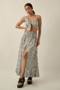 Beautifully Lost Abstract-Print Button-Up Maxi Skirt - ShopPromesa