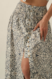 Beautifully Lost Abstract-Print Button-Up Maxi Skirt - ShopPromesa