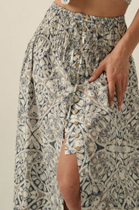 Beautifully Lost Abstract-Print Button-Up Maxi Skirt - ShopPromesa