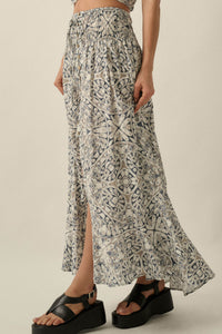 Beautifully Lost Abstract-Print Button-Up Maxi Skirt - ShopPromesa
