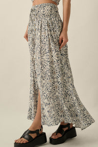 Beautifully Lost Abstract-Print Button-Up Maxi Skirt - ShopPromesa