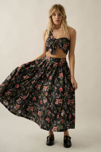 Beautiful Bouquet Floral-Print Pleated Midi Skirt - ShopPromesa