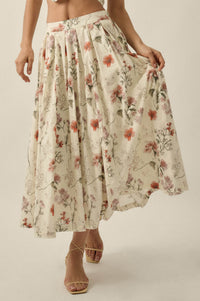 Beautiful Bouquet Floral-Print Pleated Midi Skirt - ShopPromesa