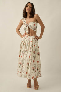 Beautiful Bouquet Floral-Print Pleated Midi Skirt - ShopPromesa