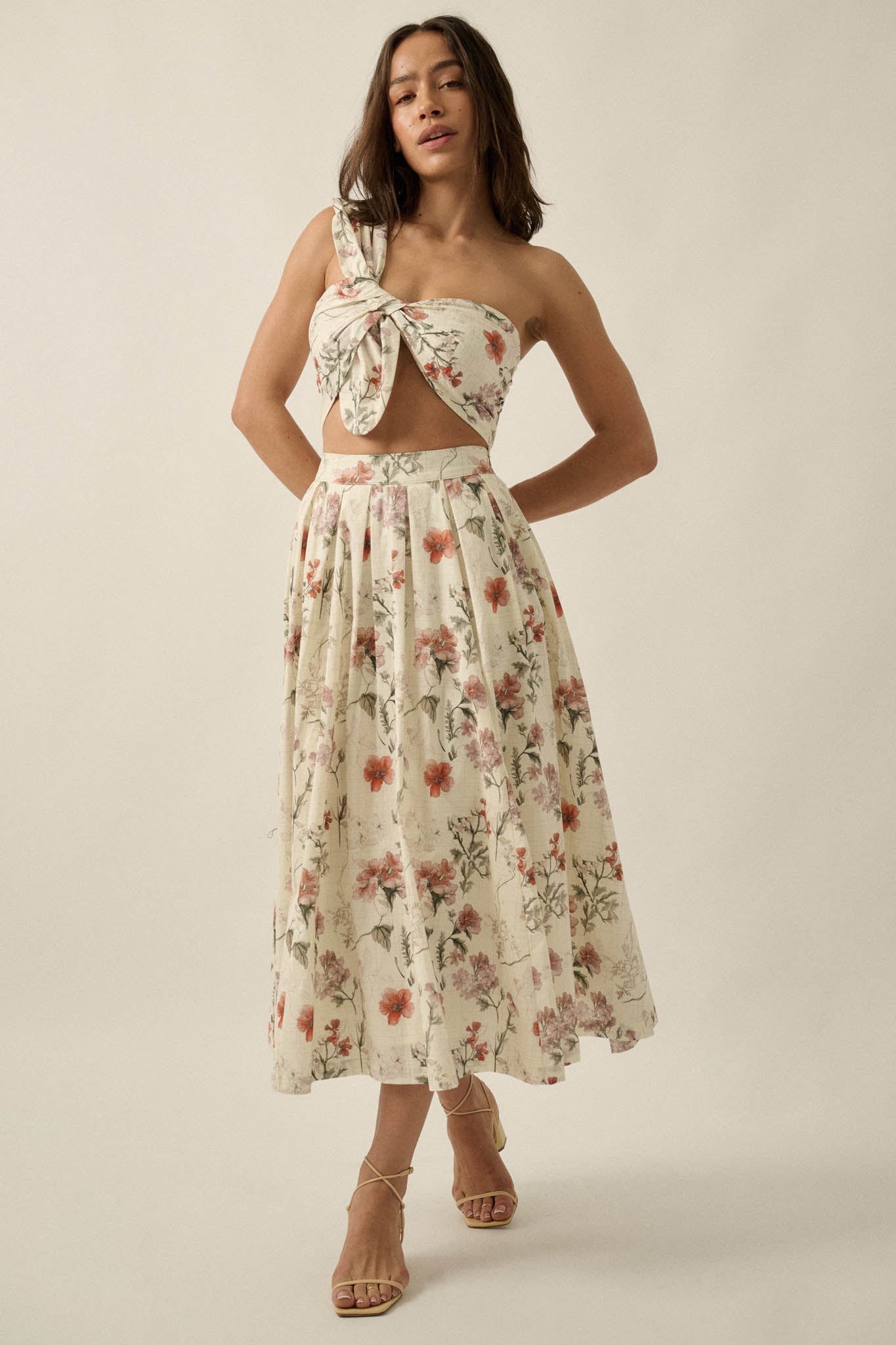 Beautiful Bouquet Floral-Print Pleated Midi Skirt - ShopPromesa