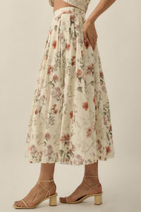 Beautiful Bouquet Floral-Print Pleated Midi Skirt - ShopPromesa