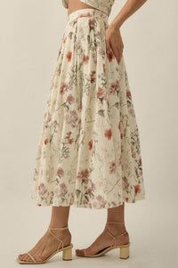 Beautiful Bouquet Floral-Print Pleated Midi Skirt - ShopPromesa
