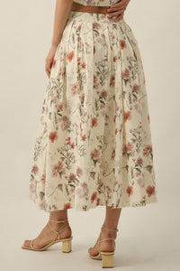 Beautiful Bouquet Floral-Print Pleated Midi Skirt - ShopPromesa