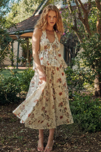 Beautiful Bouquet Floral-Print Pleated Midi Skirt - ShopPromesa