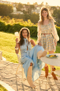 Forever Blue Denim Drop-Waist Smocked Maxi Skirt - ShopPromesa