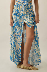 Born Nomad Abstract Floral-Print Button-Up Maxi Skirt - ShopPromesa