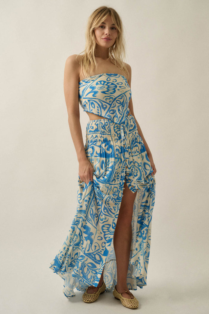 Born Nomad Abstract Floral-Print Button-Up Maxi Skirt - ShopPromesa