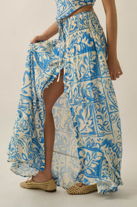 Born Nomad Abstract Floral-Print Button-Up Maxi Skirt - ShopPromesa