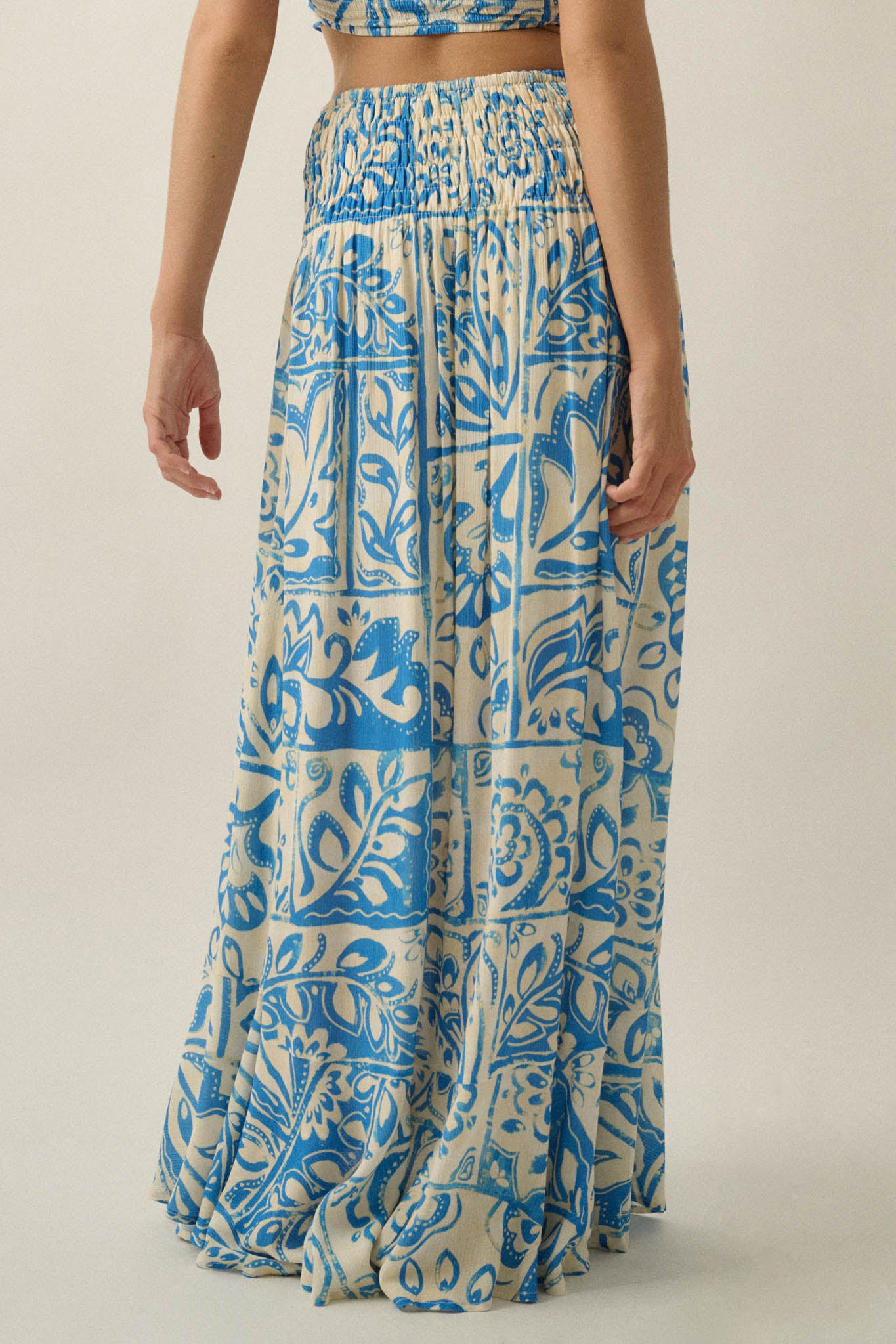 Born Nomad Abstract Floral-Print Button-Up Maxi Skirt - ShopPromesa