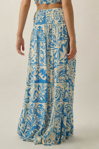 Born Nomad Abstract Floral-Print Button-Up Maxi Skirt - ShopPromesa