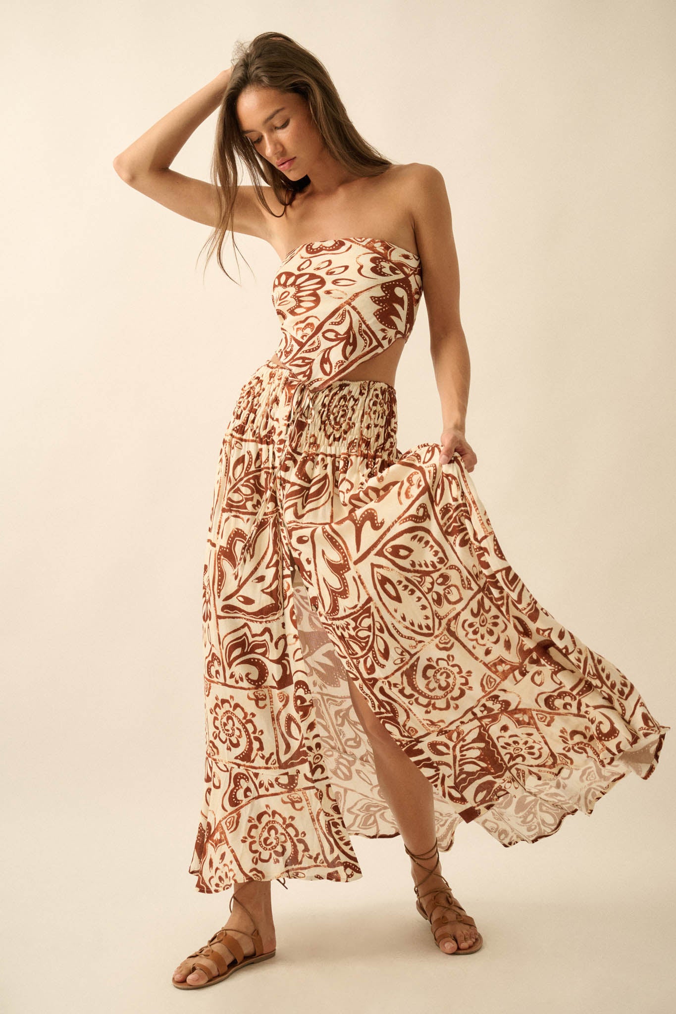 Born Nomad Abstract Floral-Print Button-Up Maxi Skirt - ShopPromesa
