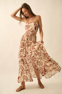 Born Nomad Abstract Floral-Print Button-Up Maxi Skirt - ShopPromesa