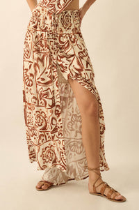 Born Nomad Abstract Floral-Print Button-Up Maxi Skirt - ShopPromesa