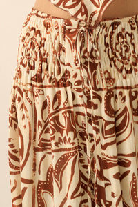 Born Nomad Abstract Floral-Print Button-Up Maxi Skirt - ShopPromesa
