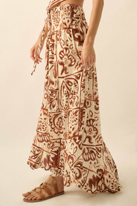 Born Nomad Abstract Floral-Print Button-Up Maxi Skirt - ShopPromesa