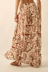 Born Nomad Abstract Floral-Print Button-Up Maxi Skirt - ShopPromesa