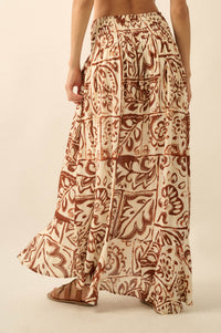 Born Nomad Abstract Floral-Print Button-Up Maxi Skirt - ShopPromesa