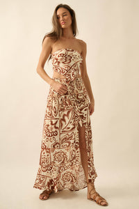 Born Nomad Abstract Floral-Print Button-Up Maxi Skirt - ShopPromesa