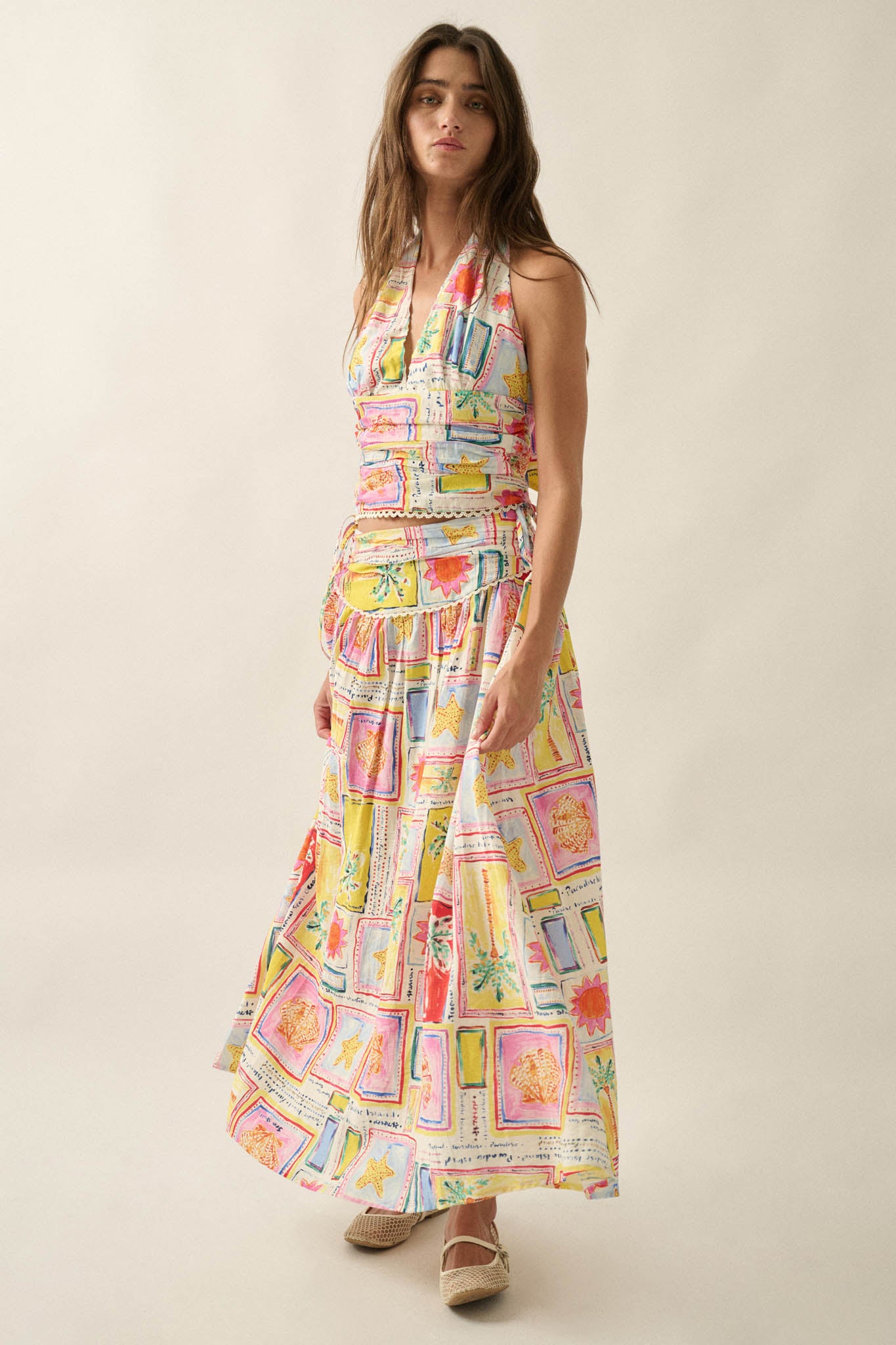 Paradise Isle Tropical-Print Drop-Waist Maxi Skirt - ShopPromesa