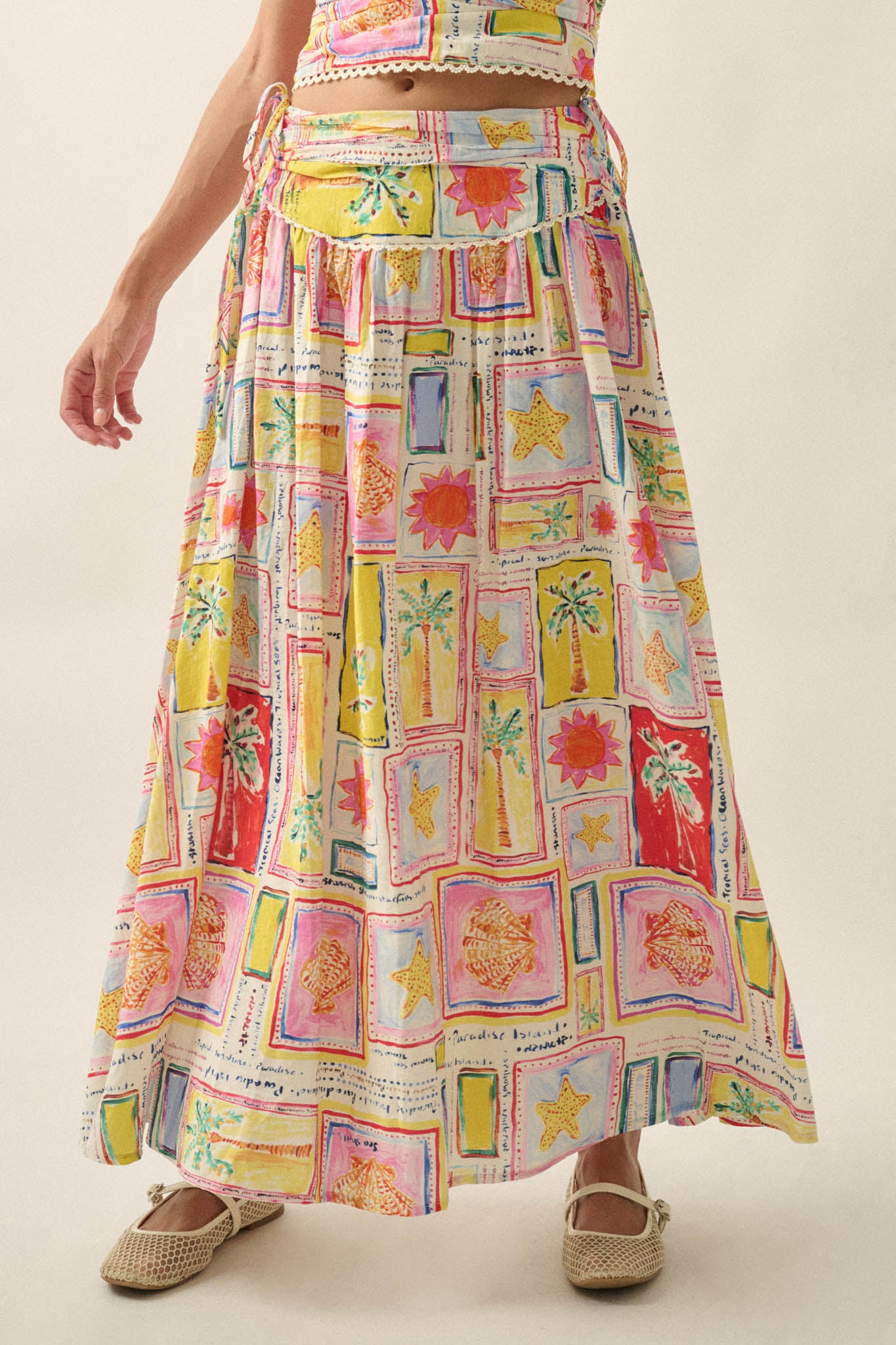 Paradise Isle Tropical-Print Drop-Waist Maxi Skirt - ShopPromesa
