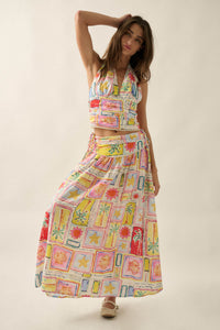 Paradise Isle Tropical-Print Drop-Waist Maxi Skirt - ShopPromesa