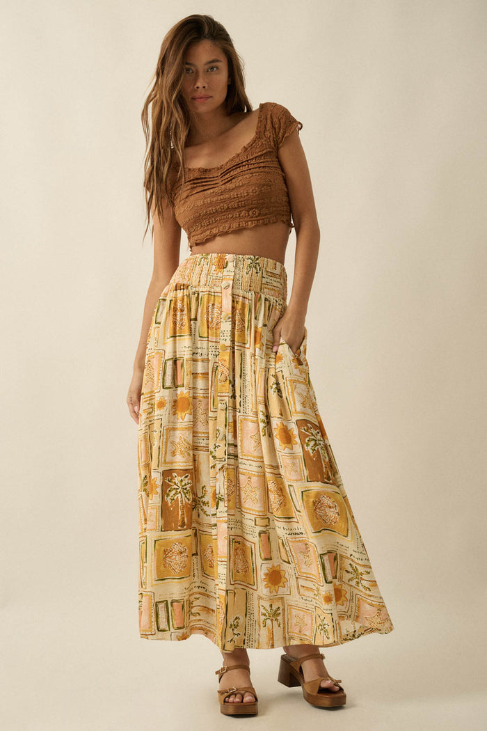 Pure Paradise Tropical-Print Button Maxi Skirt - ShopPromesa