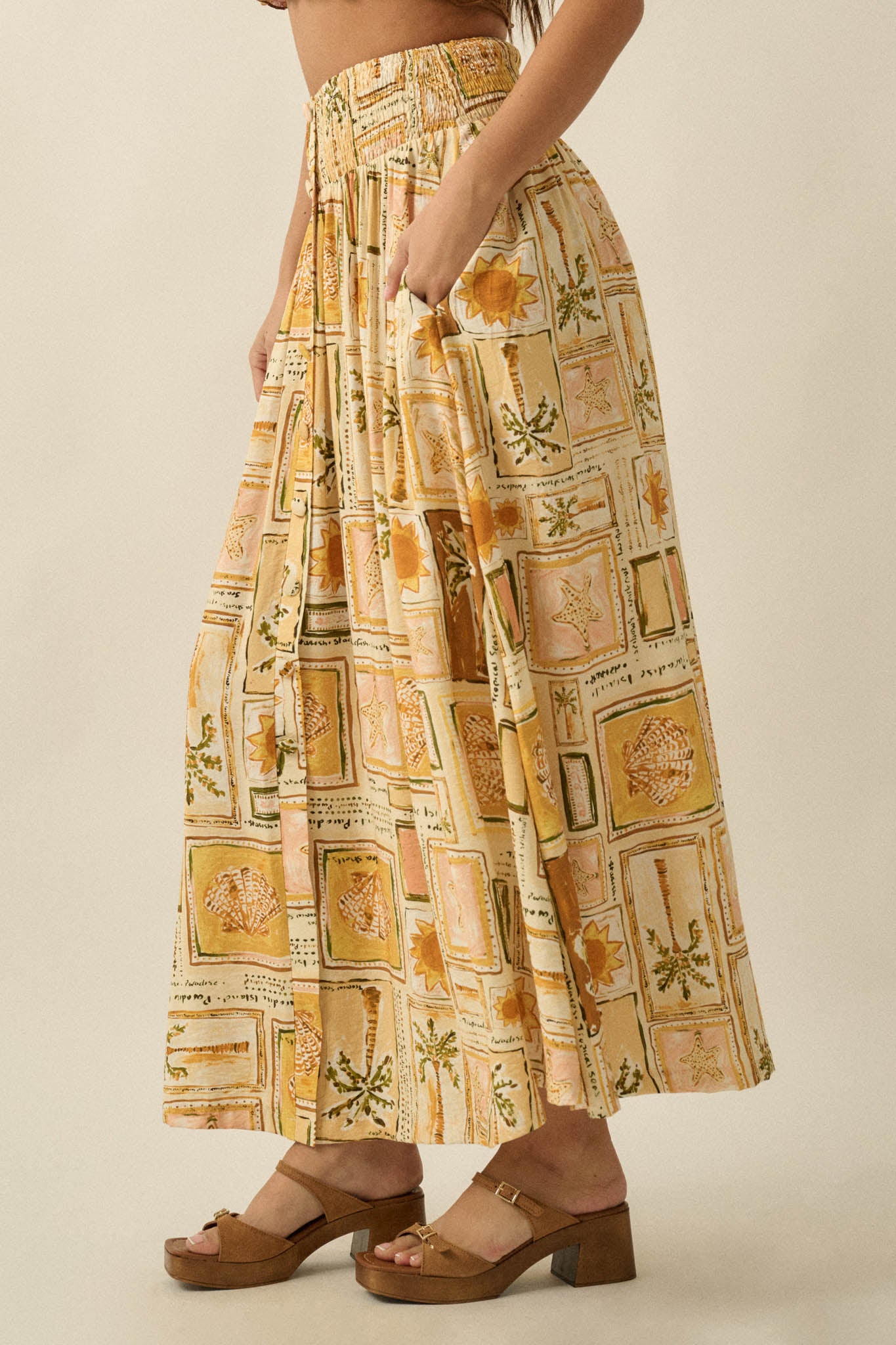 Pure Paradise Tropical-Print Button Maxi Skirt - ShopPromesa